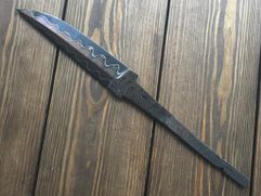 Клинок ручной ковки № 102 из ламинированной дамаской стали для изготовления ножа