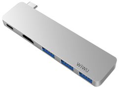 Хаб USB Wiwu T6 Pro 5 in 1 USB Type-C Grey 6957815513178 (864792)