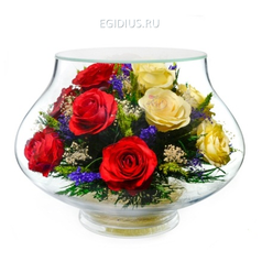 Цветы в стекле: Композиция из роз (арт. LLR5c-02) (51178)