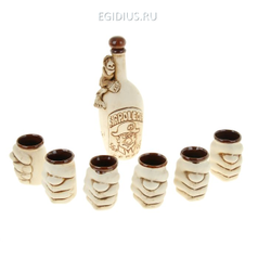 Подарочный набор для водки и коньяка штоф с рюмками "Водочка Наполеон" 7 предметов 0,5 л (20131)