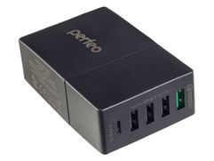Зарядное устройство Perfeo Fast 5 3xUSB QC3.0 Type-C Black PF_A4455 (644504)