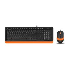 Комплект (клавиатура+мышь) A4TECH Fstyler F1010, USB, проводной, черный и оранжевый [f1010 orange] (1147551)