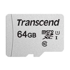 Карта памяти microSDXC UHS-I U1 Transcend 64 ГБ, 95 МБ/с, Class 10, TS64GUSD300S, 1 шт. (1127317)