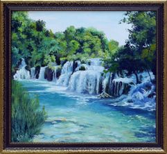 Картина на холсте маслом "Раскидистый водопад" 42 x 52 см. Автор: Маслова Ольга 
                         (1484)