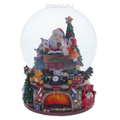 Фигурка декоративная в стекл. шаре с музыкой "Дед Мороз", L15 W15 H20,5 D15 см (19131)