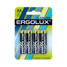 AA Батарейка ERGOLUX Alkaline LR6-BL4, 4 шт. 2800мAч (1488374)