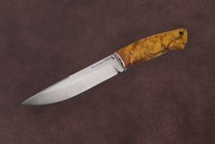 Нож из стали Р6М5 быстрорез «Тигр», рукоять: мельхиор, шпальт карельской березы (9252)