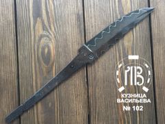 Клинок ручной ковки № 102 из ламинированной дамаской стали для изготовления ножа