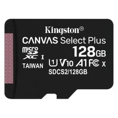Карта памяти microSDXC UHS-I U1 Kingston Canvas Select Plus 128 ГБ, 100 МБ/с, Class 10, SDCS2/128GBSP, 1 шт. (1207221)