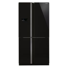 Холодильник SHARP SJ-FJ97VBK, трехкамерный, черный/стекло (431350)