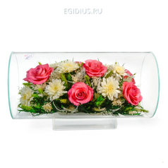 Цветы в стекле: Композиция из роз и хризантем (арт.TJM5) (51191)