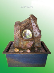 Фонтан с помпой Каменная композиция с шаром,цветная подсветка   21*15*25 (16862)