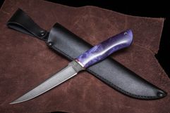 Нож из стали ХВ5 «Щука», рукоять: Притин мельхиор, стабилизированная карельская береза (9693)