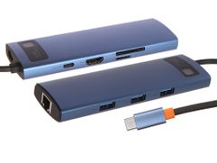 Хаб USB Baseus Metal Gleam Series 8-in-1 Multifunctional Type-C HUB Blue WKWG000103 (881310)