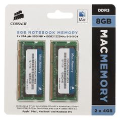 Модуль памяти CORSAIR CMSA8GX3M2A1333C9 DDR3 - 2x 4Гб 1333, SO-DIMM, Mac Memory, Ret (644013)