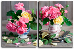 Модульная картина "Розы в вазе" (107362890)