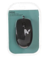 Мышь Logitech M100 Black 910-001604 / 910-005003 Выгодный набор + серт. 200Р!!! (700255)