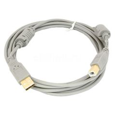 Кабель USB2.0 USB A(m) - USB B(m), GOLD , ферритовый фильтр , 3м, серый (58515)