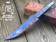 Клинок ручной ковки № 119 из ламинированной дамаской стали для изготовления ножа
