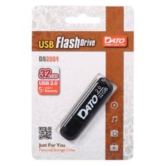Флешка USB DATO DS2001 32Гб, USB2.0, черный [ds2001-32g] (1119639)