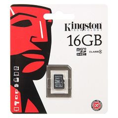Карта памяти microSDHC KINGSTON 16 ГБ, Class 4, SDC4/16GBSP (630628)