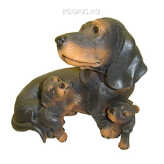 Фигура декоративная садовая Такса с щенками L31W21H26 см (25268)