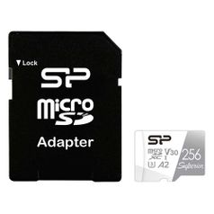 Карта памяти microSDXC UHS-I U3 Silicon Power Superior 256 ГБ, 100 МБ/с, Class 10, SP256GBSTXDA2V20SP, 1 шт., переходник SD (1562188)