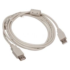 Кабель USB2.0 BURO USB A(m) - USB A(f), ферритовый фильтр , 1.8м, серый [usb2.0-am-af-1.8m-mg] (817265)