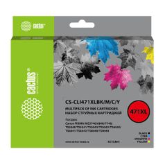 Картридж Cactus CS-CLI471XLBK/M/C/Y, фото черный / голубой / пурпурный / желтый / CS-CLI471XLBK/M/C/Y (1469107)