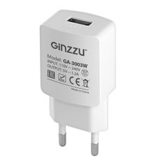 Зарядное устройство Ginzzu USB 1.2A White GA-3003W (420308)