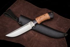 Нож из стали Х12МФ «Восточный», рукоять: Притин мельхиор, граб, береста (9326)