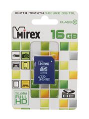 Карта памяти 16Gb - Mirex Secure Digital HC Class 10 13611-SD10CD16 (311157)