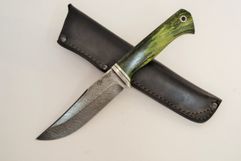 Нож Судак из дамаска,  рукоять с огранкой из стабилизированной карелки с мельхиором (2192058820)