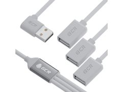 Хаб USB GCR AM - 3xAF 0.35m White GCR-53355 (866993)