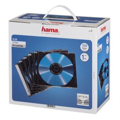 Коробка HAMA H-51270, 100шт., прозрачный+черный, для 100 дисков [00051270] (403500)
