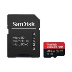 Карта памяти microSDXC UHS-I U3 Sandisk Extreme Pro 256 ГБ, 170 МБ/с, Class 10, SDSQXCZ-256G-GN6MA, 1 шт., переходник SD (1442358)