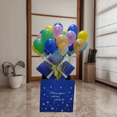 Коробка сюрприз фиолетовая с шарами 50 мини (295635226)