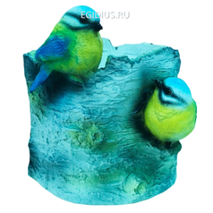Кашпо декоративное Пень березовый с птичками, L13W13H14 см (25036)