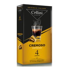 Кофе капсульный CELLINI Cremoso Espresso, капсулы, совместимые с кофемашинами NESPRESSO®, крепость 4, 10 шт (1407265)