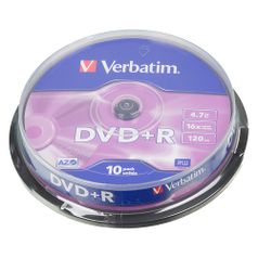 Оптический диск DVD+R VERBATIM 4.7Гб 16x, 10шт., cake box [43498] (49408)