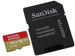 Карта памяти 128Gb - SanDisk MicroSD Extreme Class 10 SDSQXA1-128G-GN6AA с переходником под SD (625639)