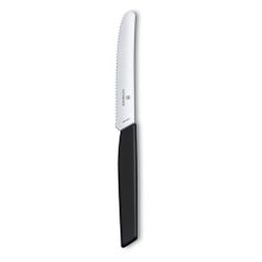 Нож кухонный Victorinox Swiss Modern (6.9003.11W) стальной столовый лезв.110мм серрейт. заточка черн (1509207)