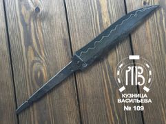 Клинок ручной ковки № 109 из ламинированной дамаской стали для изготовления ножа