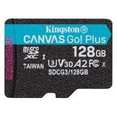 Карта памяти microSDXC UHS-I U3 Kingston Canvas Go! Plus 128 ГБ, 170 МБ/с, Class 10, SDCG3/128GBSP, 1 шт. (1397029)