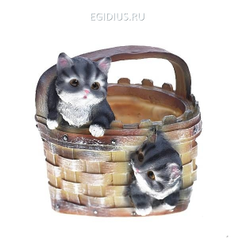 Кашпо декоративное Котята в корзине, H20 D16 см (25112)