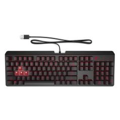 Клавиатура HP OMEN Encoder, USB, c подставкой для запястий, черный + красный [6yw76aa] (1390679)
