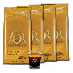 Кофе зерновой L`OR Crema Absolu Classique, 4х1000 гр [8051357] (1458601)