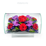 Цветы в стекле: Композиция из роз и орхидей (арт.TLM2)...