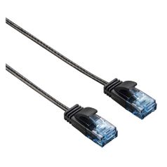 Патч-корд HAMA Slim-Flexible UTP, cat.6, 0.75м, 4 пары, 1 шт, черный (1079955)