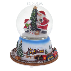 Фигурка декоративная в стекл. шаре с музыкой и функцией движения "Дед Мороз", L13,5 W13,5 H16 D1 (19158)